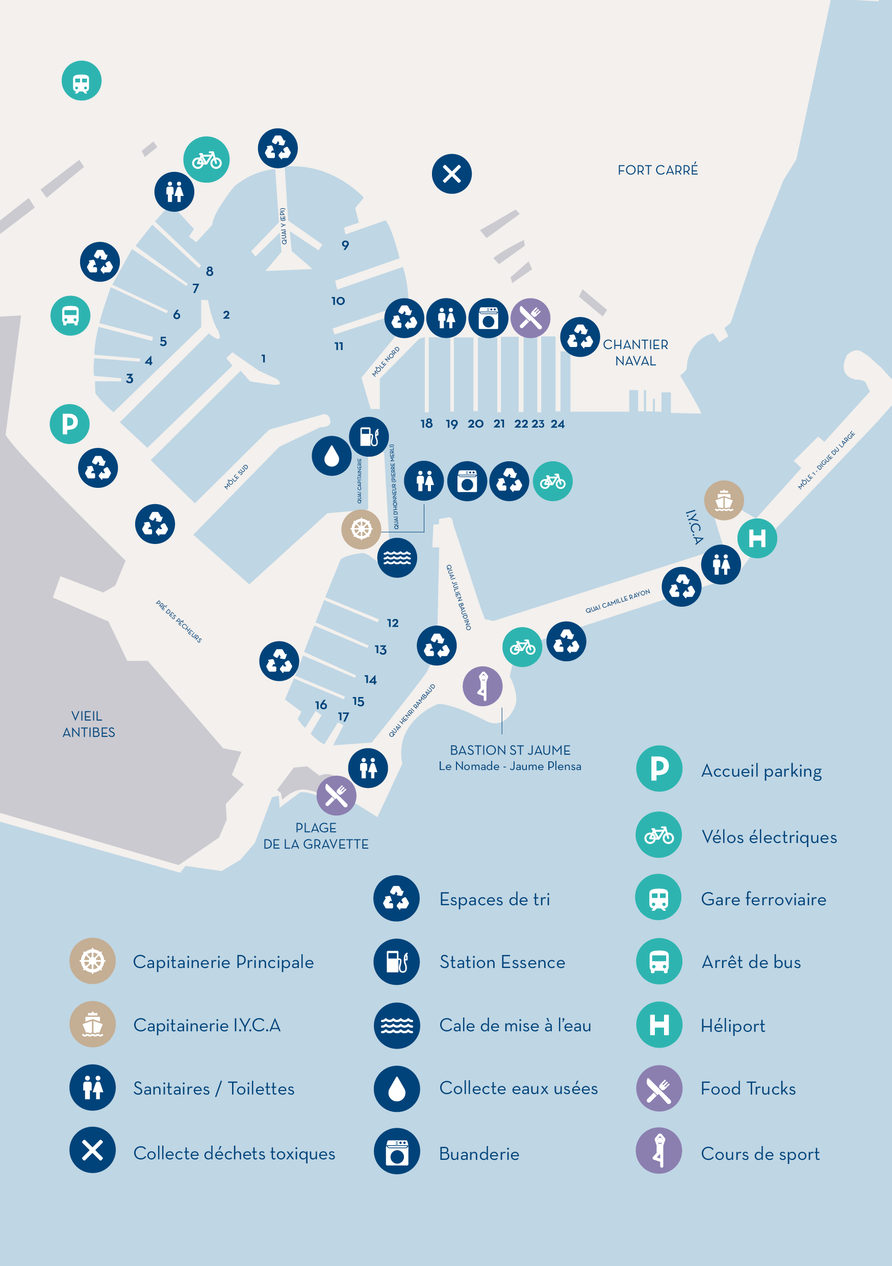 Plan détaillé du Port Vauban avec légende