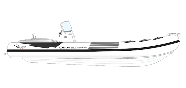 bateau semi rigide Ranieri Cayman 23 Sport Diving vue de côté