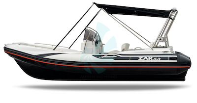 Zar 53 black hull with stainless steel roll bar and open bimini