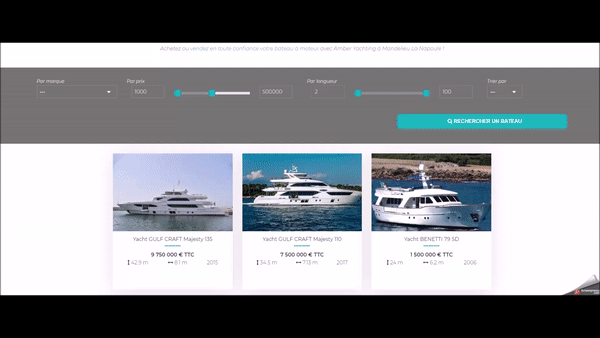 Amber Yachting website pre owned boat section