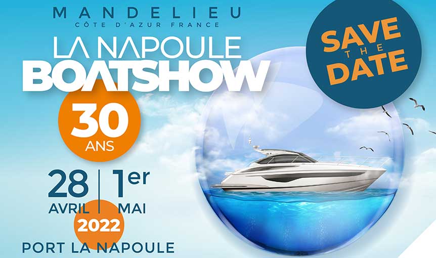 Affiche Salon La Napoule Boat show ciel blue et bateaux