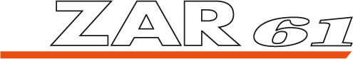 Logo Zar 61 Black -white and orange color